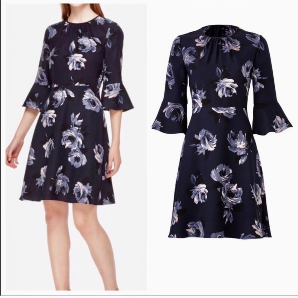 NWT KATE SPADE NIGHT ROSE CREPE DRESS